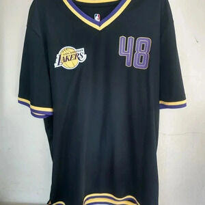 Los Angeles LA Lakers #48 Warm-up Jersey Pullover Shirt Black Size L